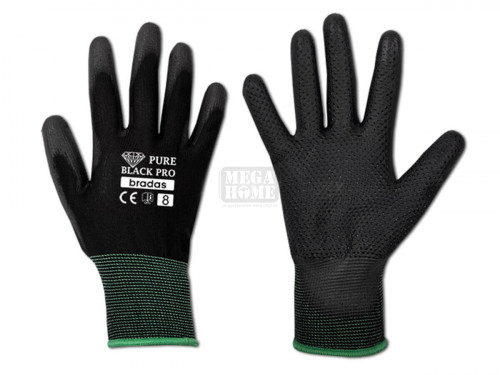 Ръкавици PURE BLACK PRO PU полиуретанови с PVC точки