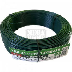 Тел за привързване с PVC покритие Ф1.8mm L=100m Цвят зелен Тел за привързване с PVC покритие Ф1.8mm L=100m Цвят зелен