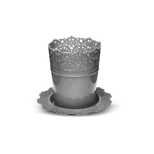 Кръгла саксия RG Дантела ф12 см