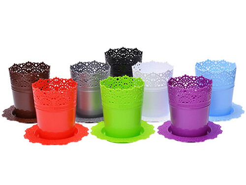 Кръгла саксия RG Дантела ф15 см