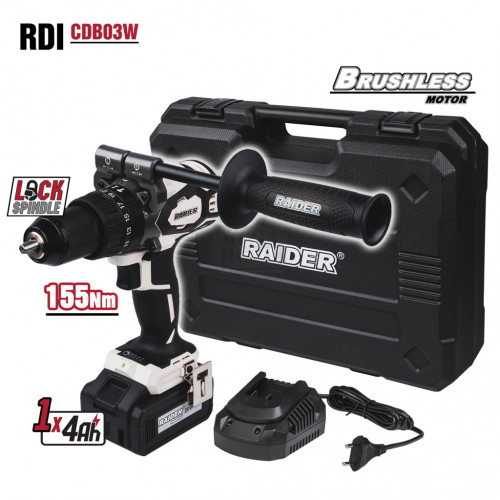 Ударна бормашина безчеткова 20V 2-ск. 4Ah 155Nm куфар RDI-CDB03W