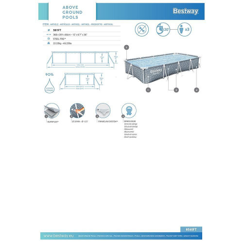 Правоъгълен басейн Bestway Steel Pro модел 561FT
