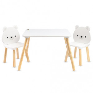 Дървен комплект маса с 2 стола White Bears Дървен комплект маса с 2 стола White Bears