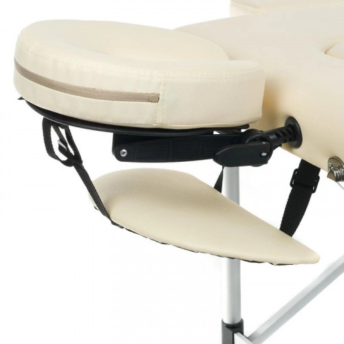 Алуминиева сгъваема масажна кушетка кремава