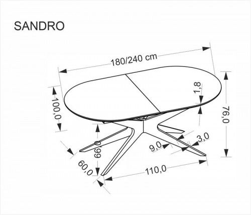 Разтегателна трапезна маса SANDRO – черна