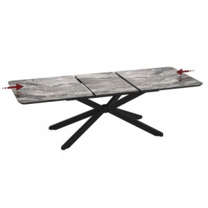 Разтегателна трапезна маса MONA – черен мрамор и черен метал Разтегателна трапезна маса MONA – черен мрамор и черен метал