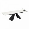 Разтегателна трапезна маса MONZA – бял мрамор и черен метал-megahome.bg