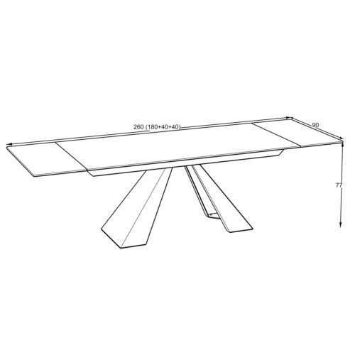 Разтегателна трапезна маса MONZA – бял мрамор и черен метал