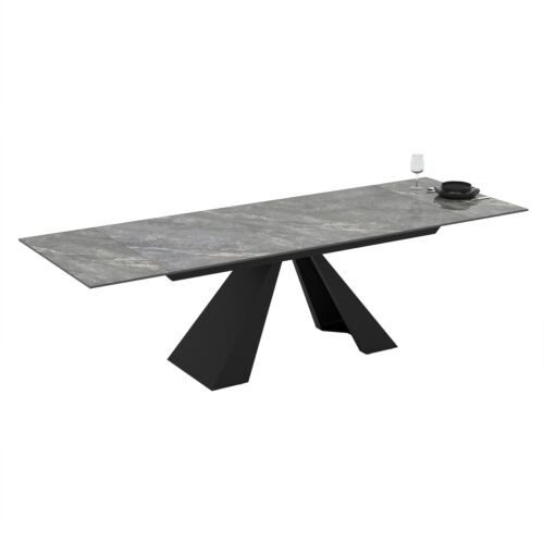 Разтегателна трапезна маса MONZA – сив мрамор / черно