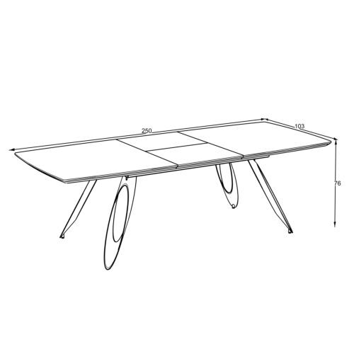 Разтегателна трапезна маса MERKUR – бежов мрамор и черно