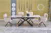 Трапезна маса LUCIANO – разтегателна, бял мрамор и черно-megahome.bg