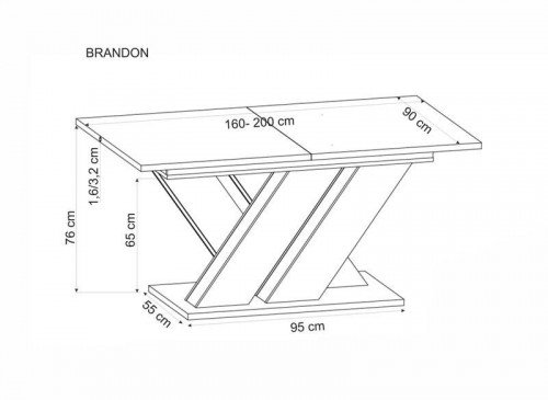 Разтегателна трапезна маса BRANDON – кашмир и дъб кремона