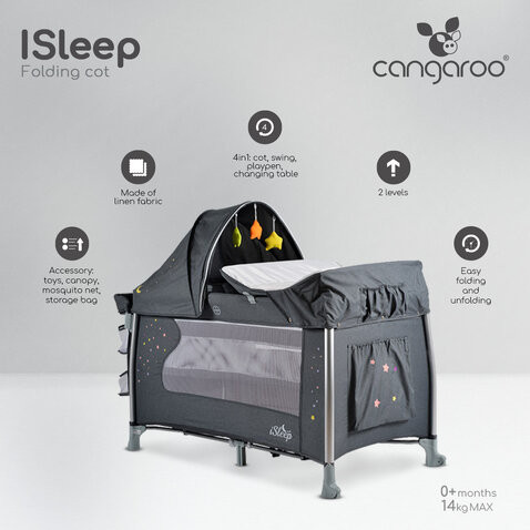Детска кошара ISleep сив от Cangaroo
