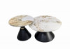 Комплект от 2 кръгли холни маси ARIANA –бял мрамор и черен метал-megahome.bg