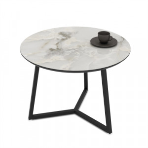 KLINT Кръгла Холна Маса – Бежов Мрамор и Черно