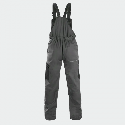 Летен работен гащеризон CXS CRONOS Salopette - сиво / черно