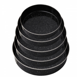 Комплект 5 емайлирани тави– кръгли, с мраморно покритие 26–34 см