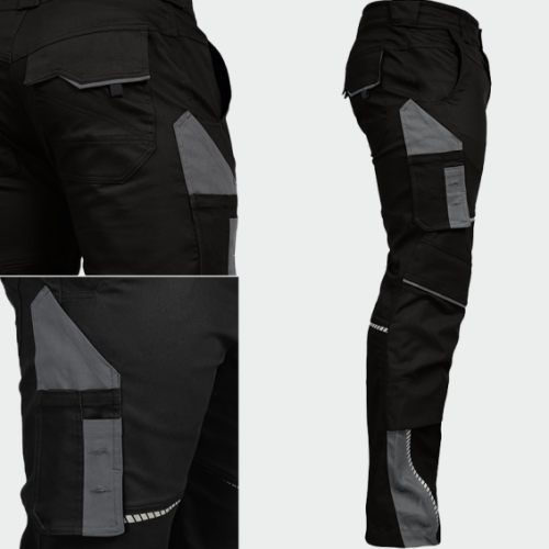 Летен работен панталон Leib wächter FLEXH -черен