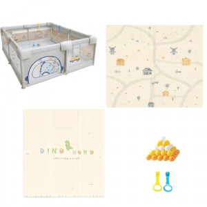 Бебешка кошара с мрежа DinoDream Yard 120x120 см,