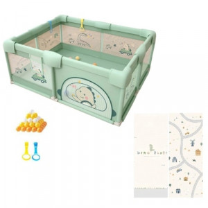 ZoomieBox – Бебешка кошара 120x120 см със светлозелен дизайн