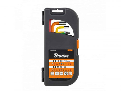 Комплект Г-образни дълги ключове Bradas – 18 части