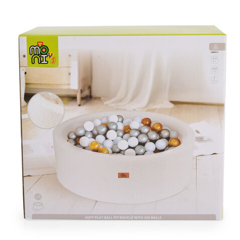 Мек детски басейн Boucle с 200 топки – Moni Toys -слонова кост