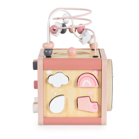 Дървен активен куб W11B316C - розов от Moni Toys