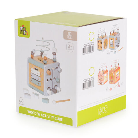 Дървен активен куб W11B316-син от Moni Toys