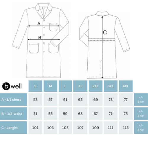 Медицинска престилка Bwell FABIO - бяла