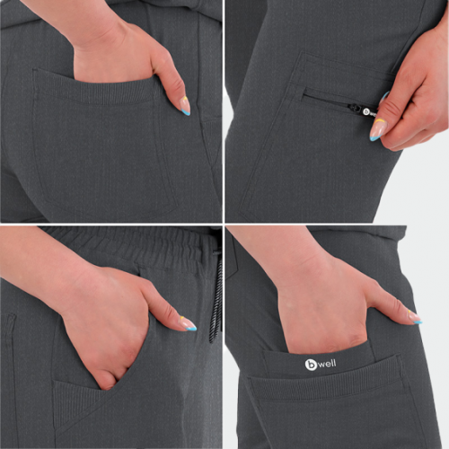 Медицински панталон Bwell RICCI - сив меланж