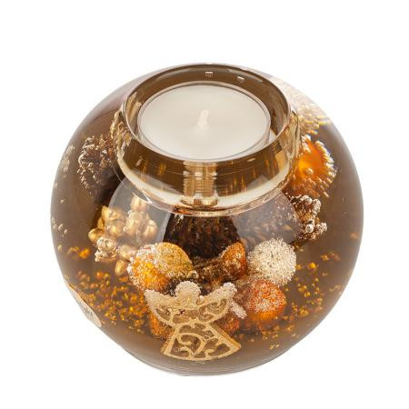 Коледен стъклен свещник DLG01H