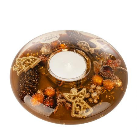 Коледен стъклен свещник DLG01K