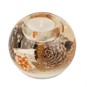 Коледен стъклен свещник DLG02H