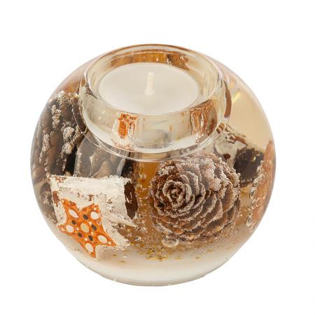 Коледен стъклен свещник DLG02H