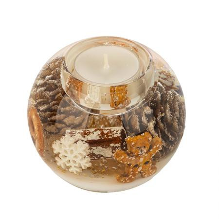 Коледен стъклен свещник DLG02H