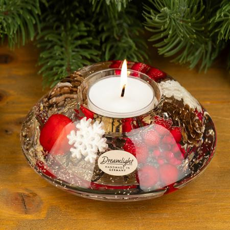 Коледен стъклен свещник DLG03F