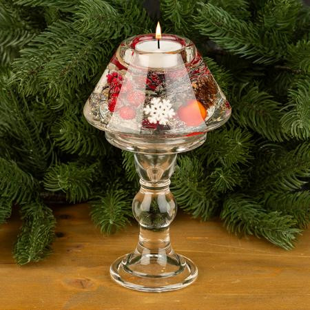 Коледен стъклен свещник DLG03G