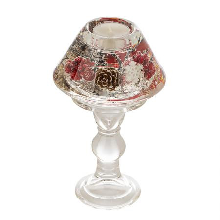 Коледен стъклен свещник DLG03G