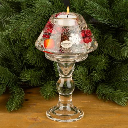 Коледен стъклен свещник DLG03G
