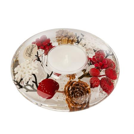 Коледен стъклен свещник DLG03L