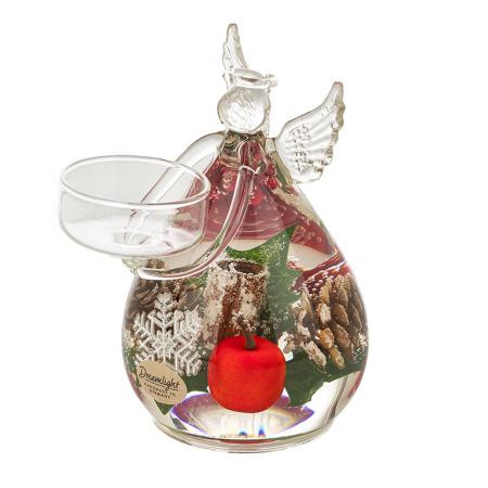 Коледен стъклен свещник DLG04C с фигура на ангел