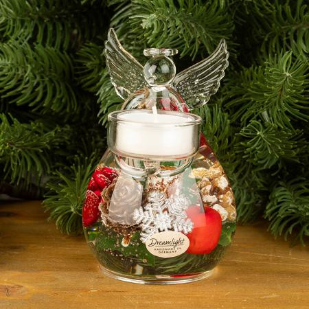 Коледен стъклен свещник DLG04C с фигура на ангел