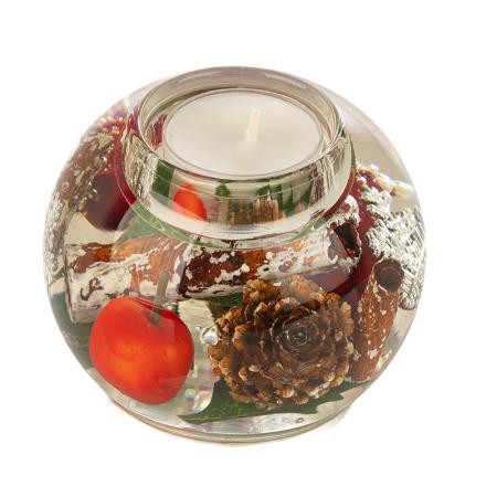 Коледен стъклен свещник DLG04H