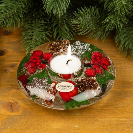 Коледен стъклен свещник DLG04K