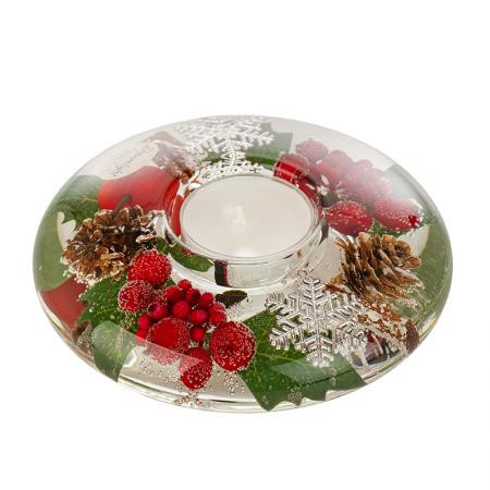 Коледен стъклен свещник DLG04K