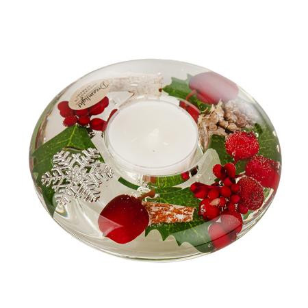 Коледен стъклен свещник DLG04L