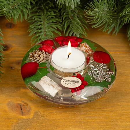 Коледен стъклен свещник DLG04L