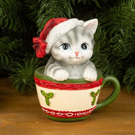 Коледна фигурка Коте в чаша AR038