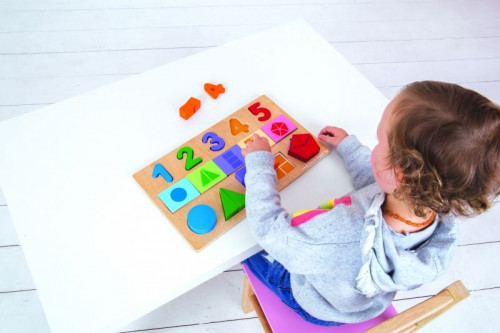 Детски дървен пъзел Числа и форми Bigjigs