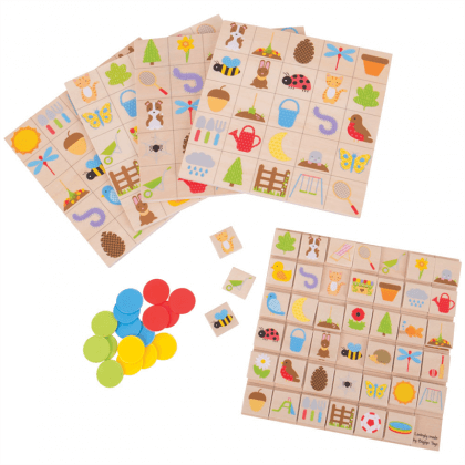 Детско дървено бинго Градина Bigjigs